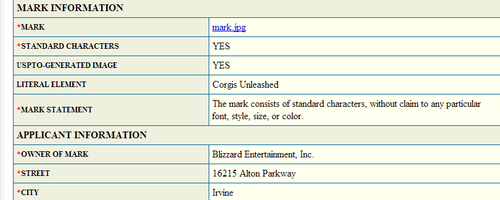 暴雪新商标疑为玩家恶搞 只需缴费即可注册